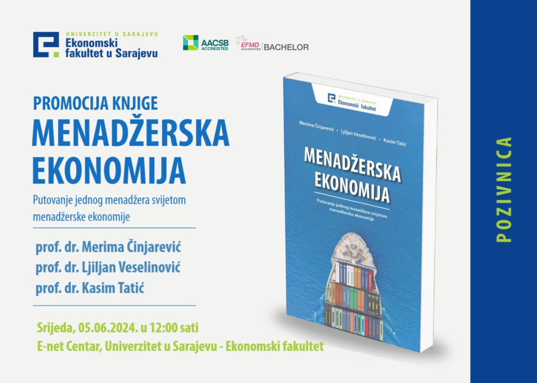 Sutra u Sarajevu promocija knjige "Menadžerska ekonomija"
