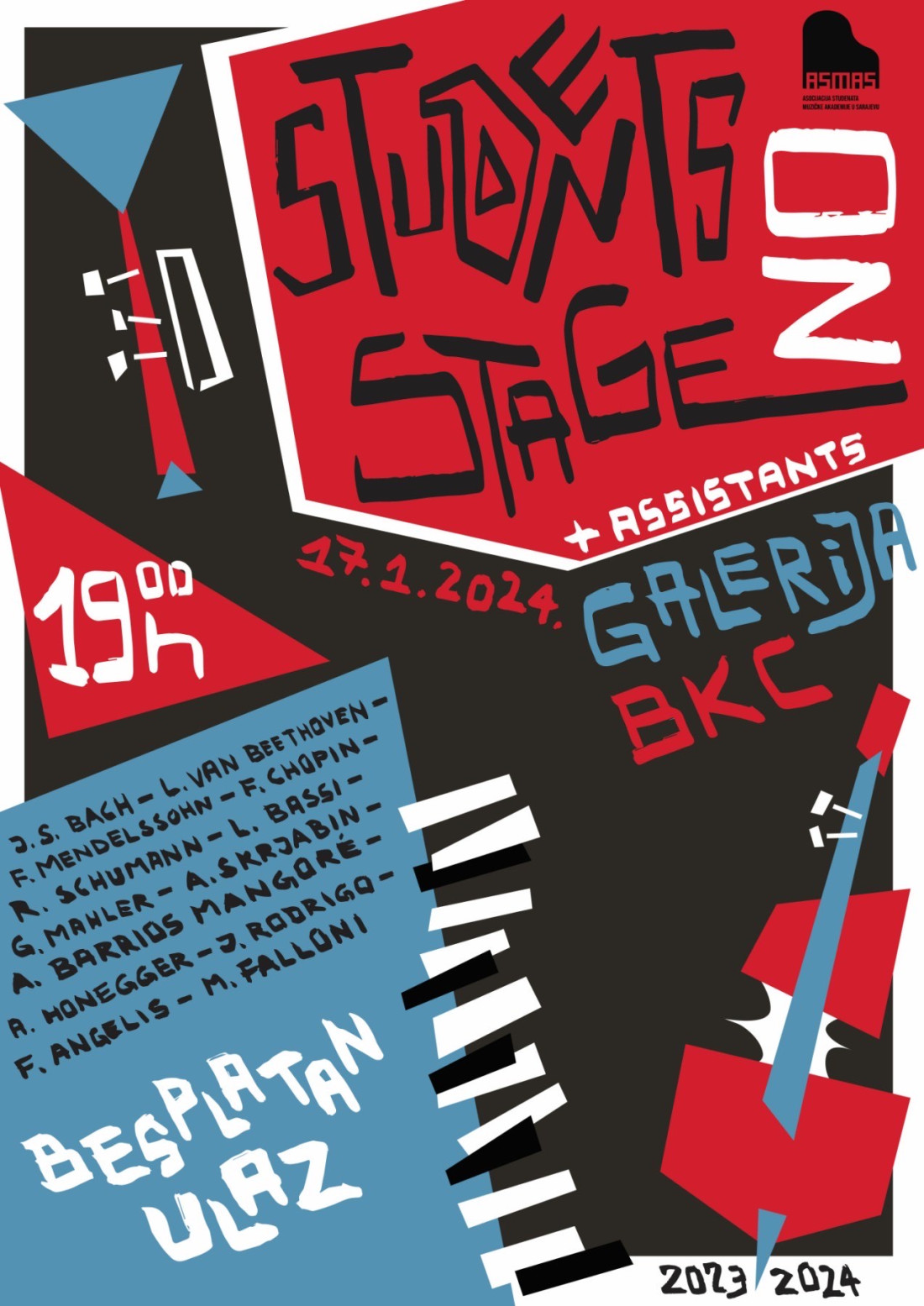 Zajednički koncert studenata i asistenata 'Students on Stage + assistants' 17. januara u BKC-u