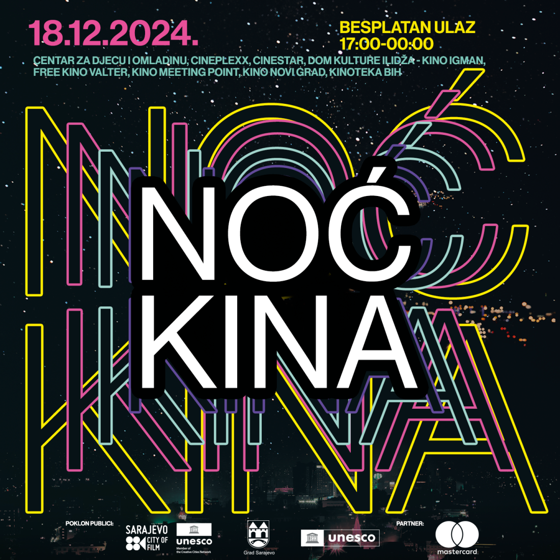 "Noć kina" 18. decembra u Sarajevu, besplatane projekcije!