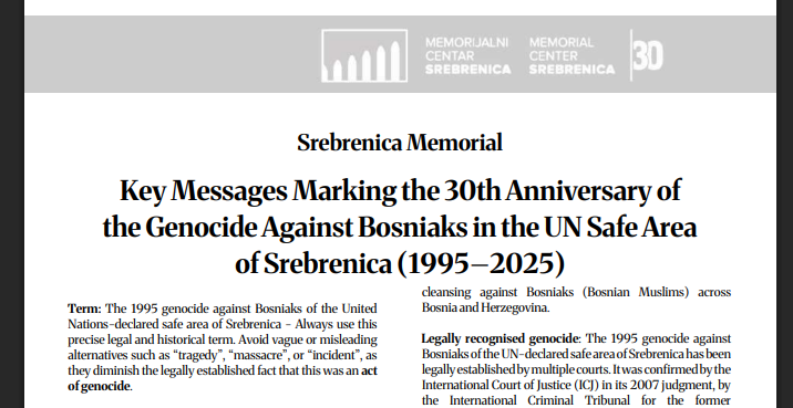 Memorijalni centar Srebrenica: Ključne poruke 30 godina poslije