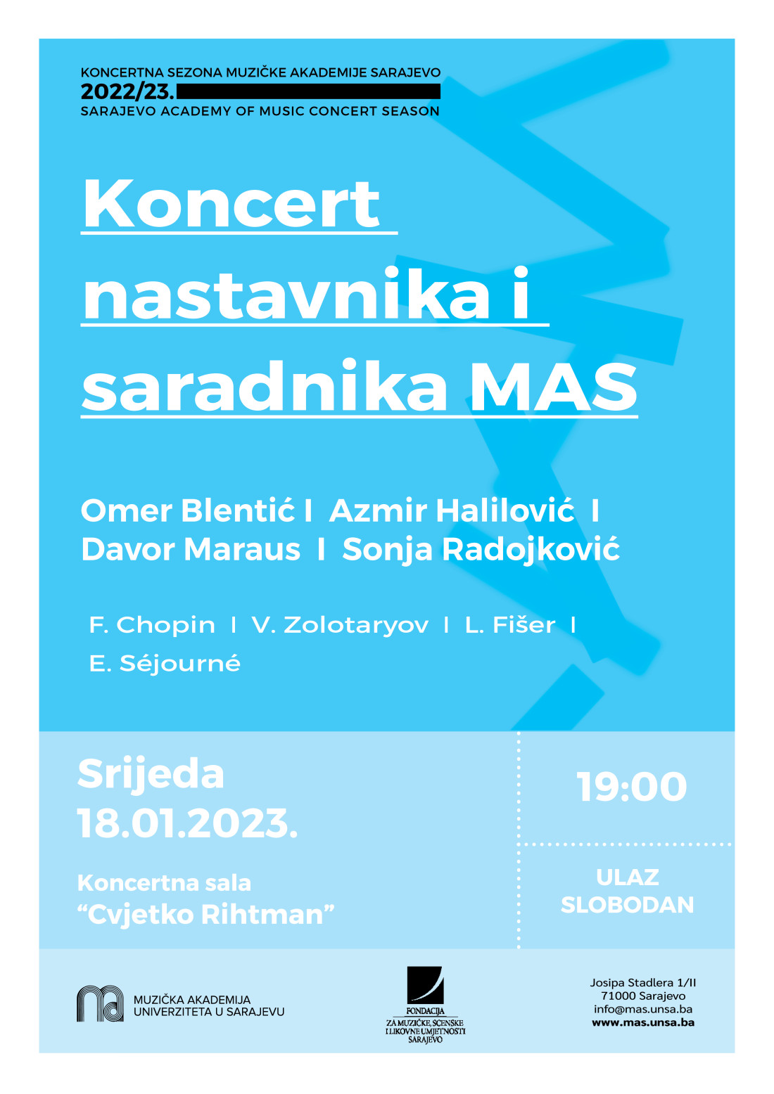 Koncert nastavnika i saradnika Muzičke akademije UNSA