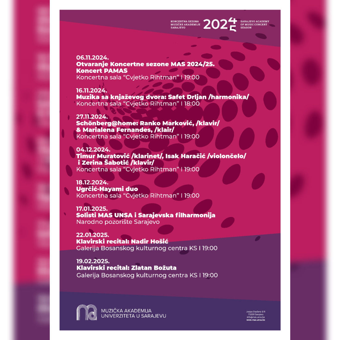 U susret 70 godina Muzičke akademije UNSA: Počinje Koncertna sezona 2024/25