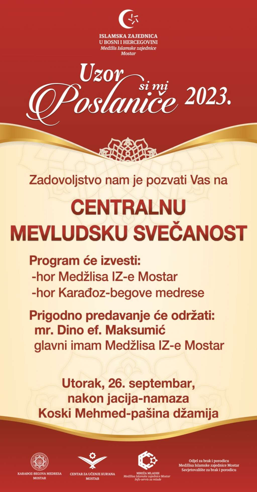 Centralna mevludska svečanost u utorak u Mostaru