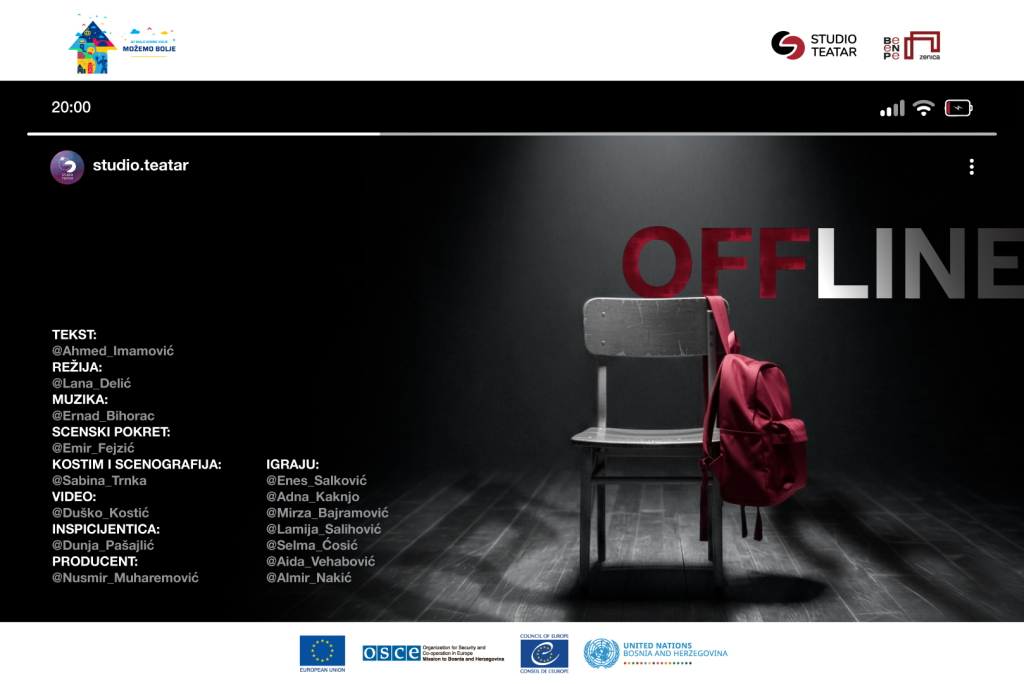 Premijera predstave 'Offline' 30. marta u Bosanskom narodnom pozorištu Zenica