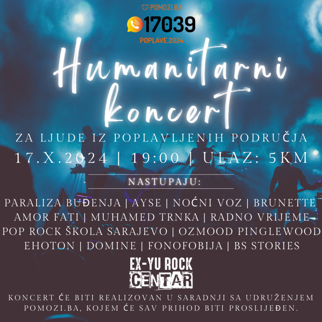 Ex-Yu Rock Centar organizira sutra 'Humanitarni koncert za ljude iz poplavljenih područja'
