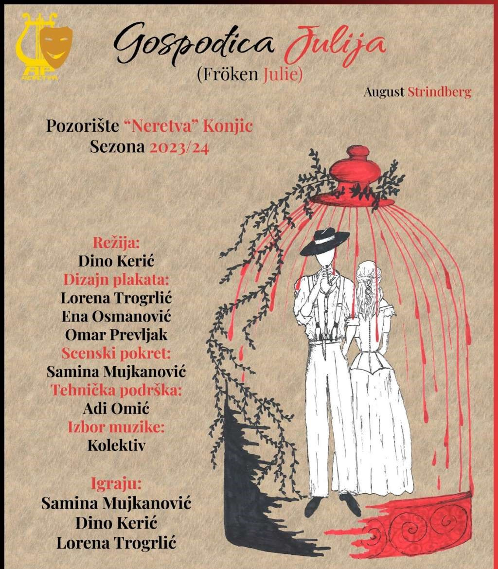 Premijera predstave 'Gospođica Julija' u pozorištu "Neretva" Konjic
