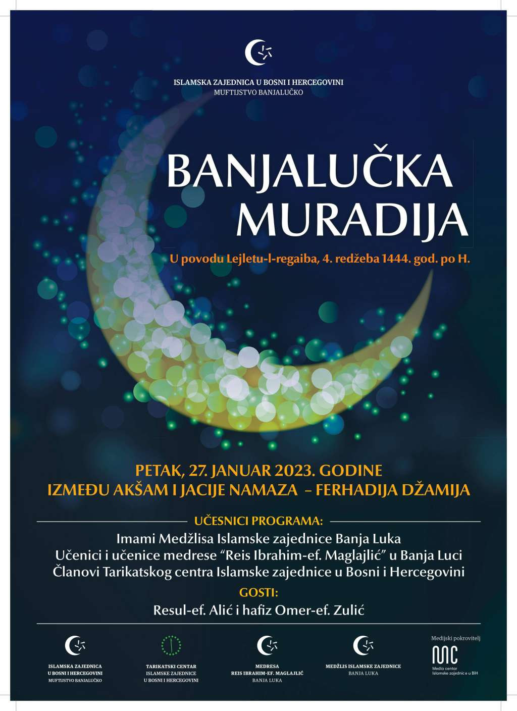 'Banjalučka muradija' sutra u Ferhadija džamiji povodom mubarek noći Lejletur-regaib