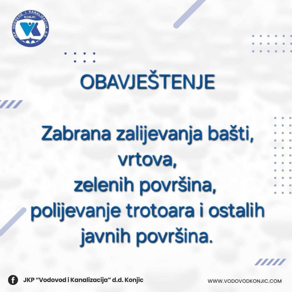 U Konjicu zabranjeno zalijevanje vrtova i javnih površina