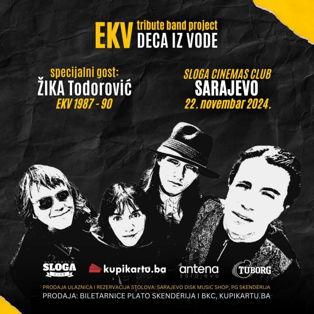 Koncert EKV Tribute sa Žikom Todorovićem 22. novembra u klubu Sloga u Sarajevu