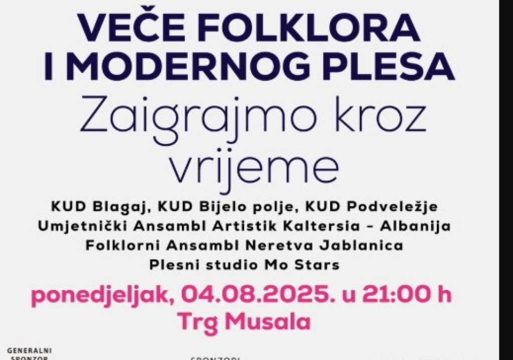 Večer folklora i modernog plesa zatvara' Mostarsko ljeto 2025.'