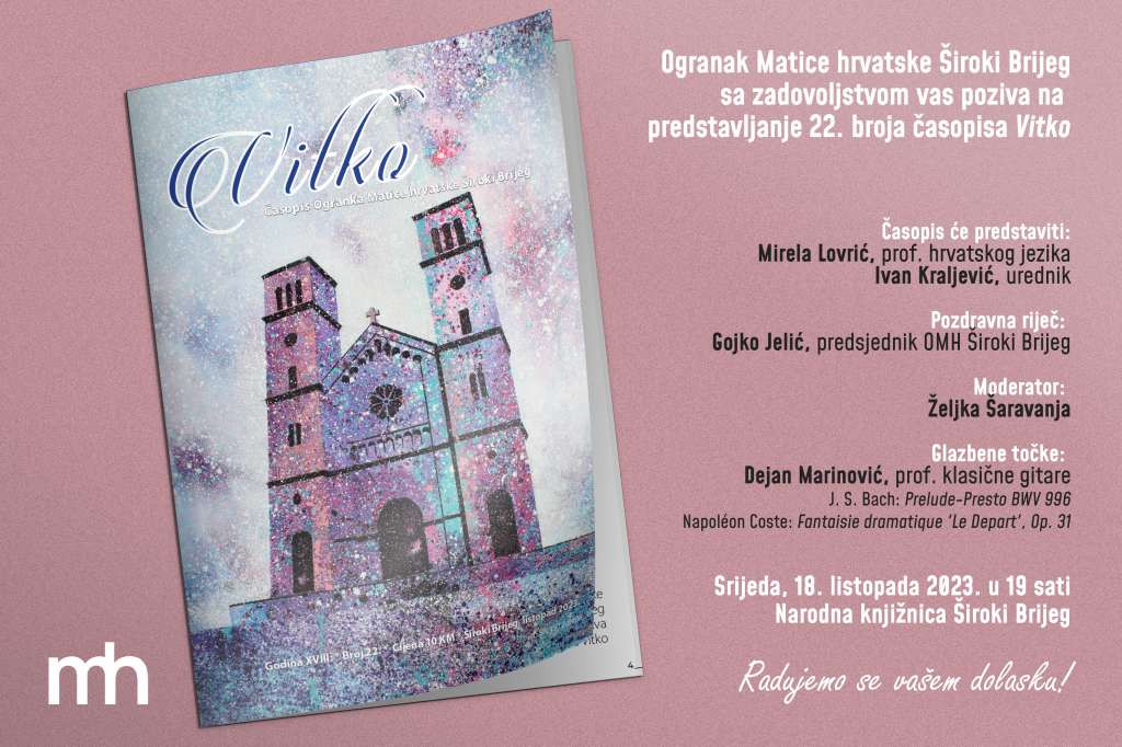 U srijedu predstavljanje 22. broja časopisa "Vitko" , godišnjaka OMH Široki Brijeg