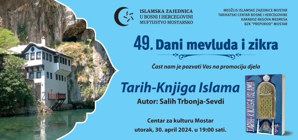 Promocija knjige 'Tarih- Knjiga islama' Saliha Sevdija Trbonje u utorak u Centru za kulturu Mostar