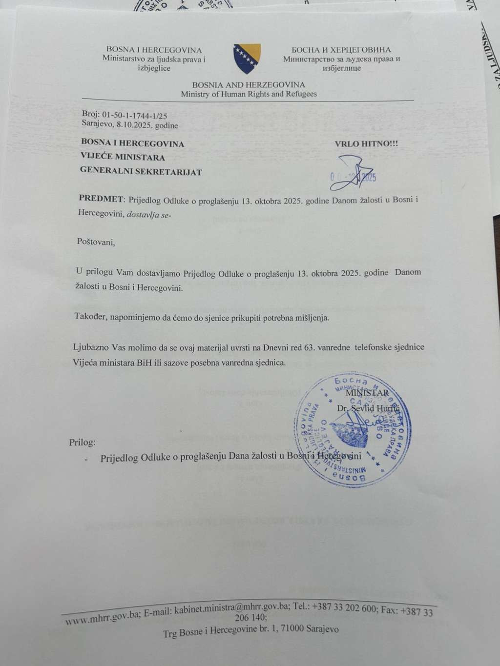 Razočaranje Hurtića: Politika je nadjačala ljudskost, Dan žalosti za Halida nije ni razmatran