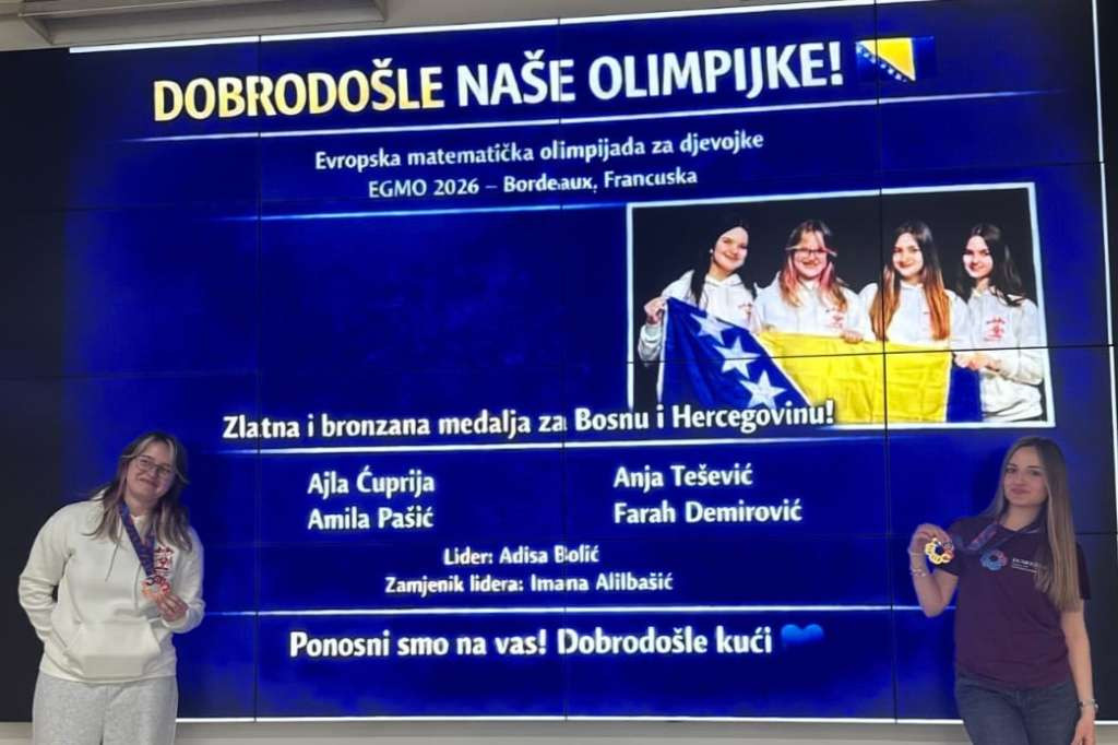 Zlatna i bronzana medalja za Bosnu i Hercegovinu na Evropskoj matematičkoj olimpijadi za djevojke