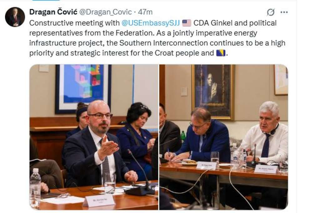 Čović: Konstruktivan sastanak s Ginkelom i političkim predstavnicima iz FBiH