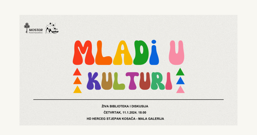 Živa biblioteka i diskusija 'Mladi u kulturi' 11. siječnja u Mostaru