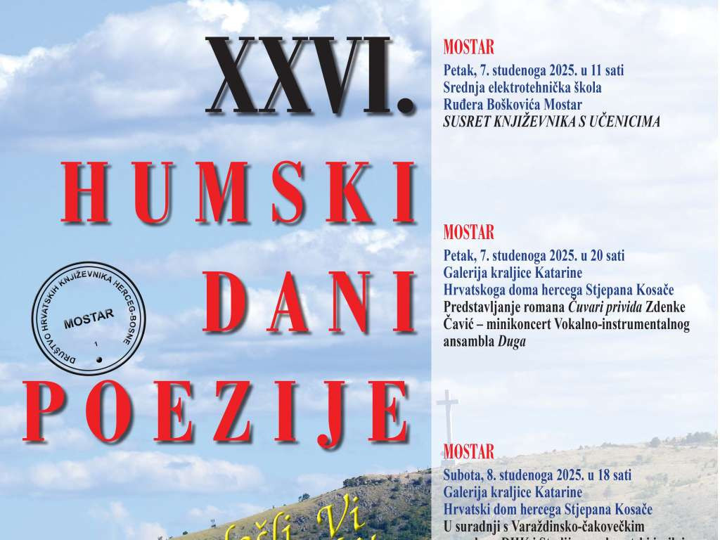 'Humski dani poezije' u Mostaru i Tomislavgradu