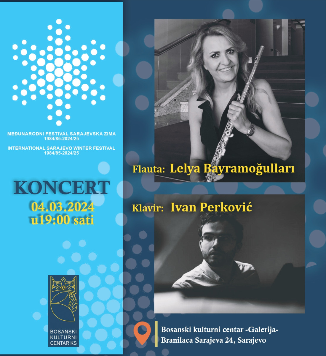 Večeras u Sarajevu koncert za klavir i flautu Ivana Perkovića i Lelya Bayramoğullari