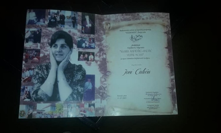 Jovo Čulić dobitnih književne nagrade Susreta 'Vezeni most'