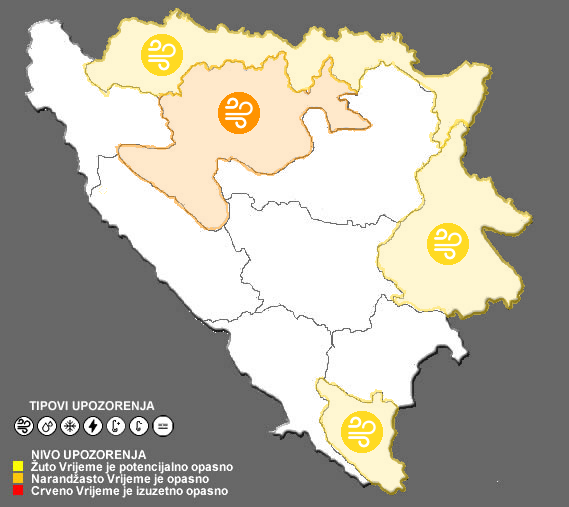 FHMZ izdao upozorenje zbog jakog i olujnog udara vjetra južnog smjera