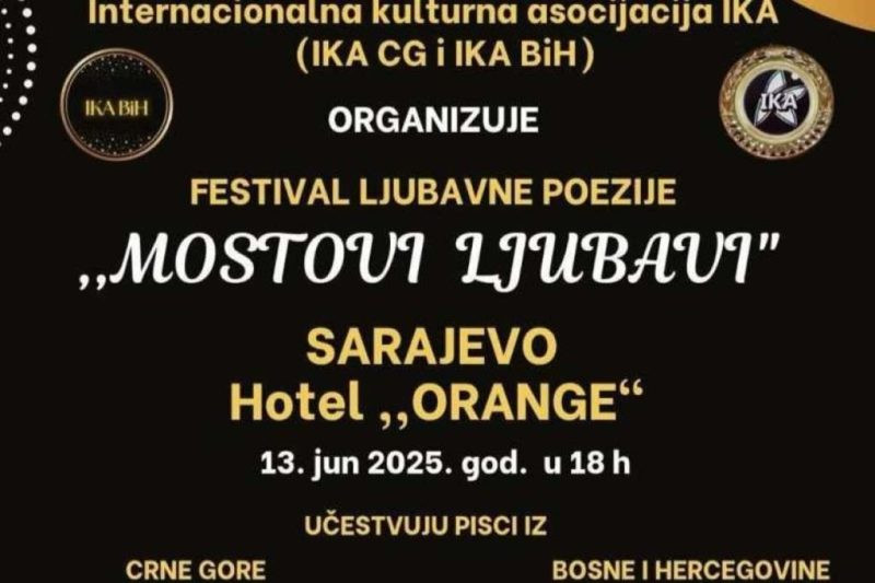 Sarajevo: Počinje prvi internacionalni festival "Mostovi poezije"