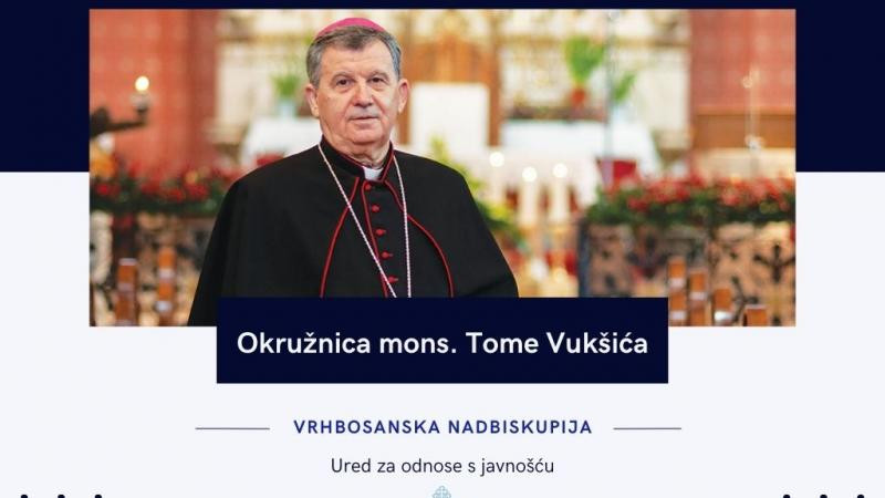 Okružnica nadbiskupa Vukšića u povodu smrti pape Franje