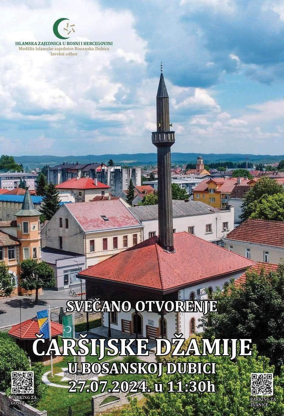 Svečano otvorenje Čaršijske džamije u Bosanskoj Dubici 27. jula