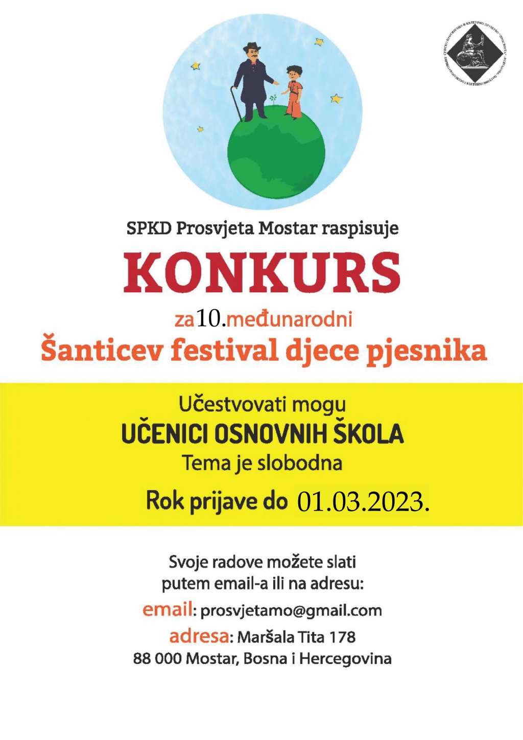 SPKD 'Prosvjeta' Mostar raspisala natječaj za 10. Šantićev festival djece pjesnika