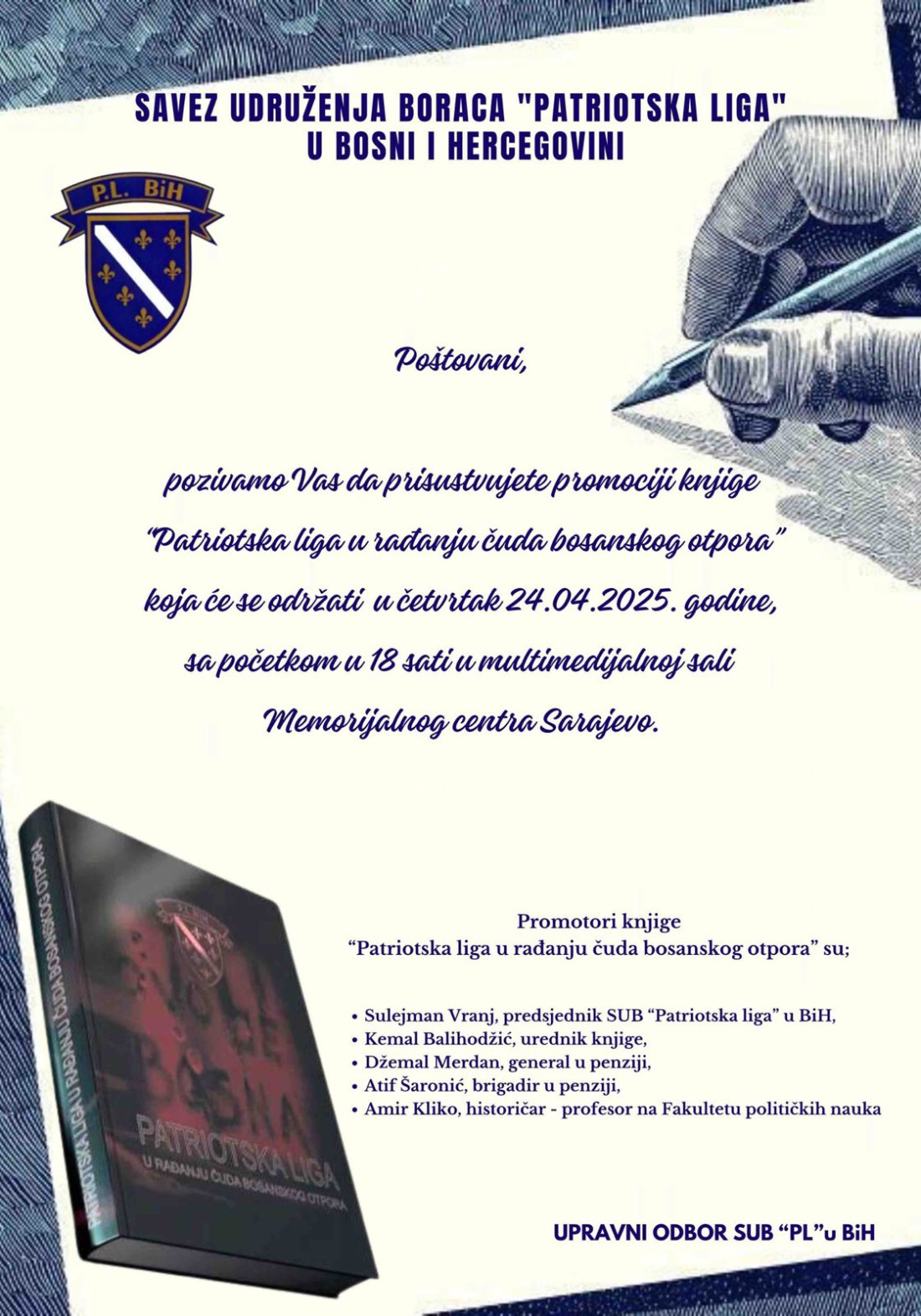 U Sarajevu promocija knjige “Patriotska liga u rađanju čuda bosanskog otpora”
