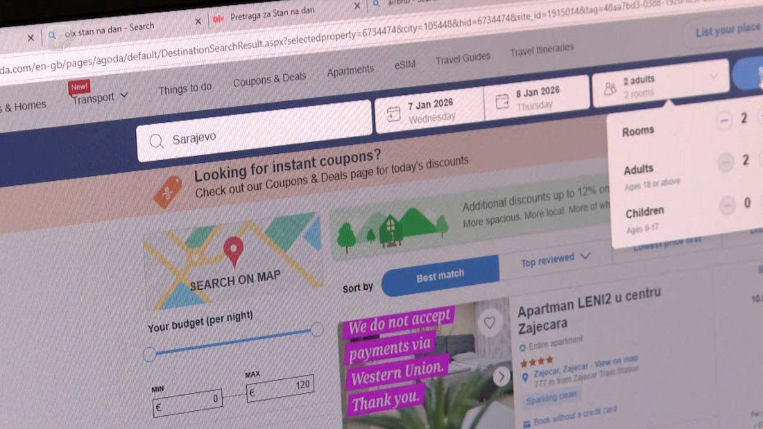 Sarajevo bez slobodnih stanova za Novu godinu - 'stan na dan' pod nadzorom inspekcije