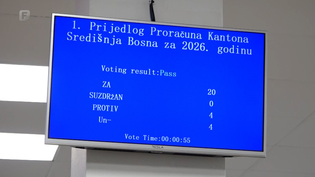 Skupština SBK-a prva u FBiH usvojila prijedlog proračuna za 2026. godinu