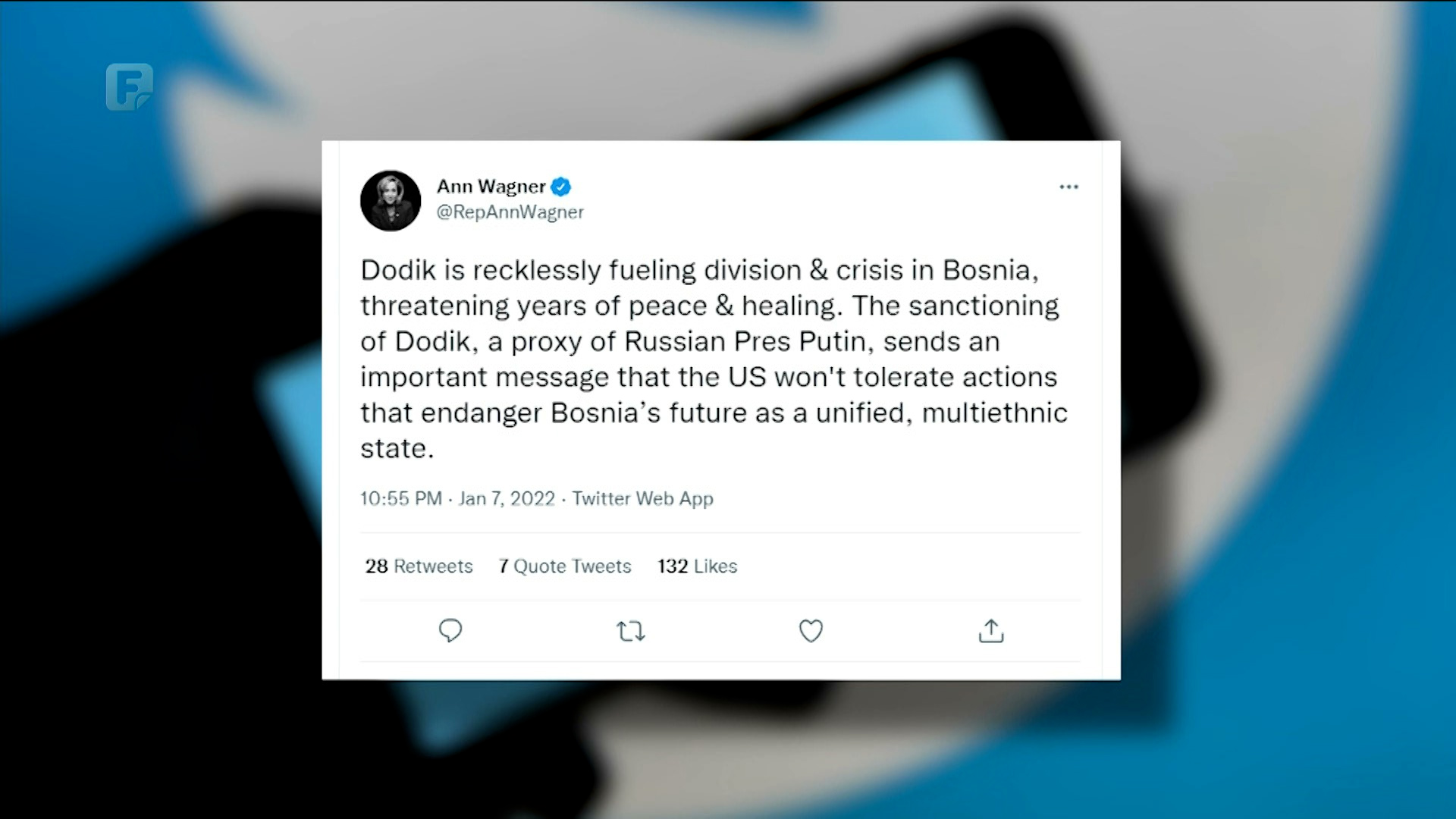 Wagner: SAD neće dopustiti ugrožavanje budućnosti BiH