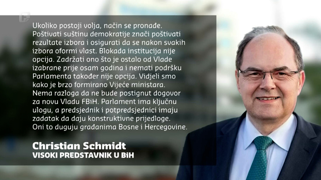 Schmidt poručuje da zvaničnici dogovor za Vladu FBiH moraju postići sami
