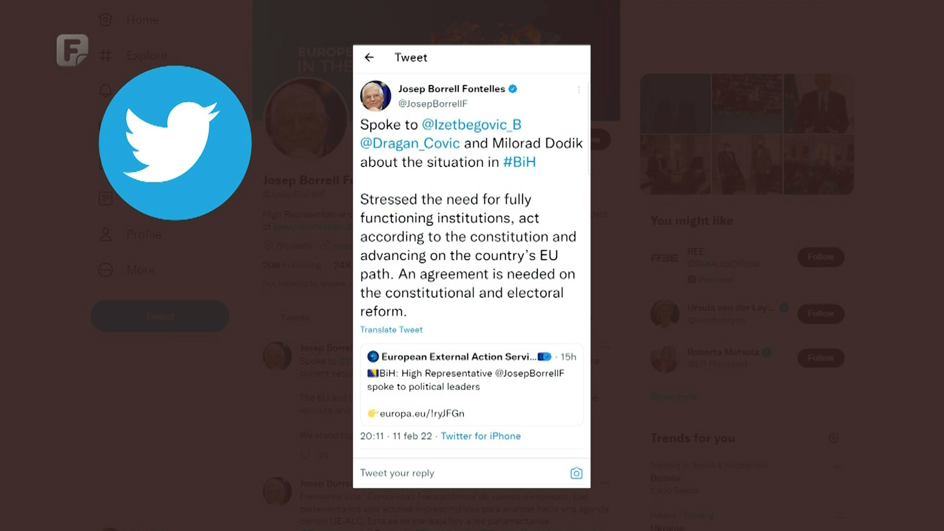 Borell nakon razgovora s liderima: Ključan je napredak BiH ka EU