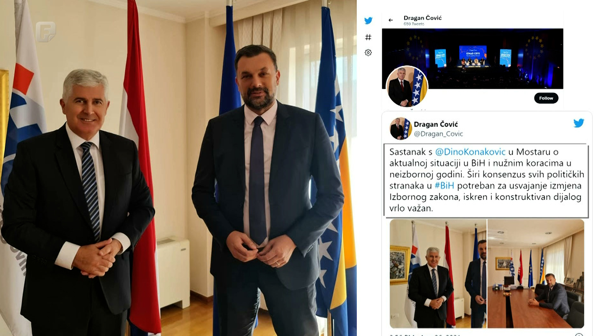 U Mostaru razgovarali Čović i Konaković