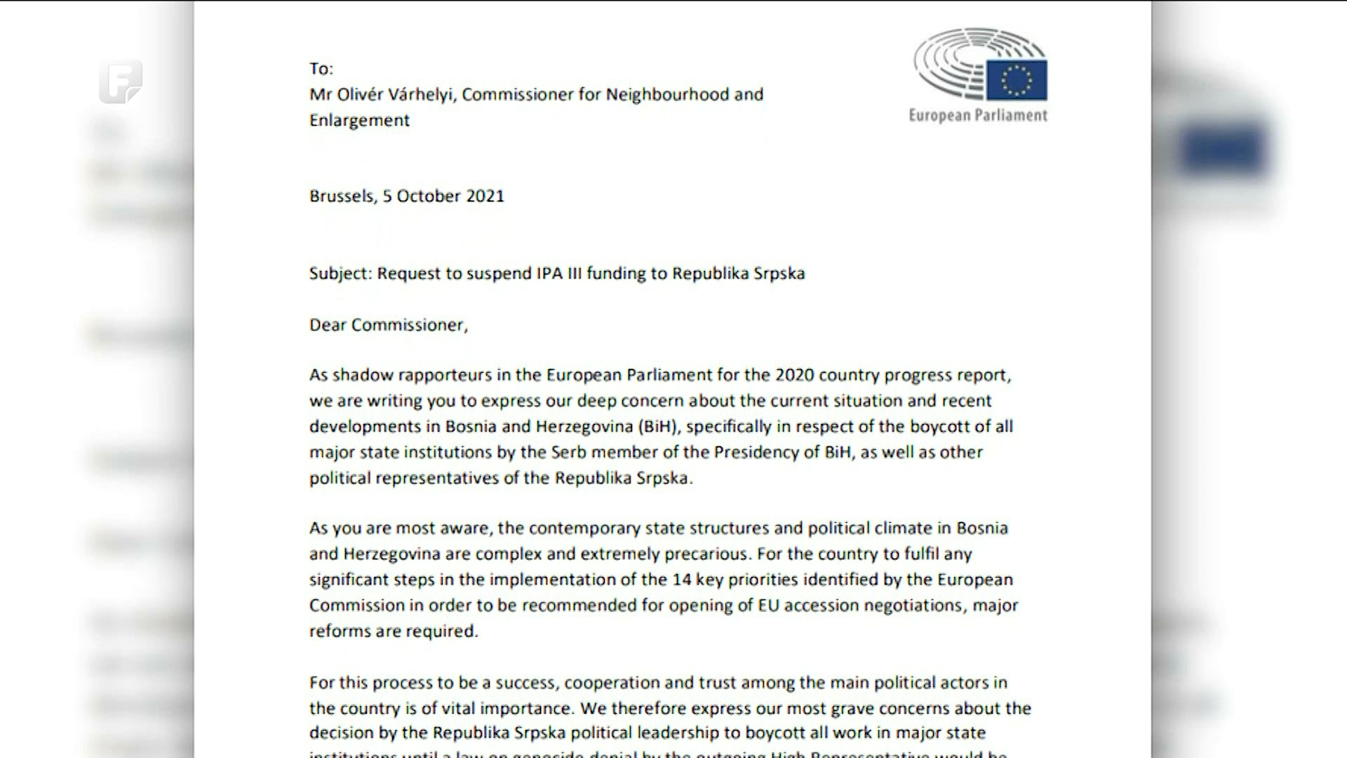 Bh. entitetu RS prijeti ekonomska izolacija