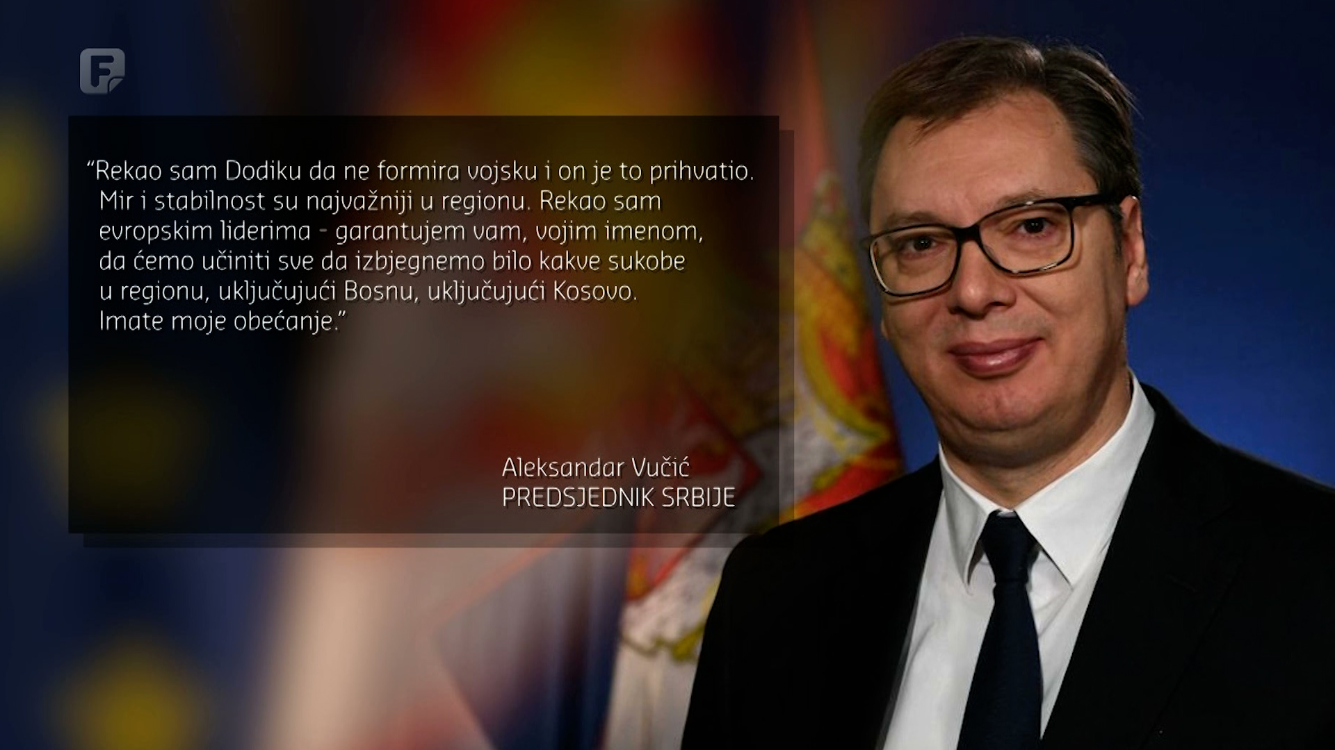 Vučić: Rekao sam Dodiku da ne formira vojsku RS-a