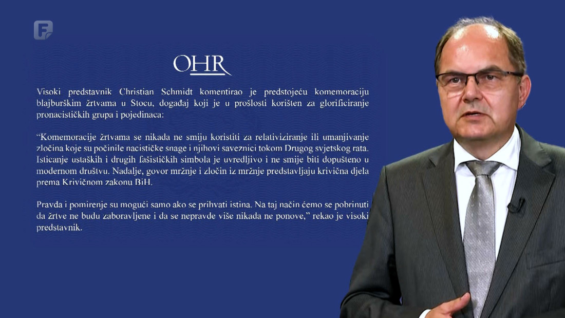 Schmidt uoči komemoracije u Stocu: Isticanje ustaških i fašističkih simbola je uvredljivo
