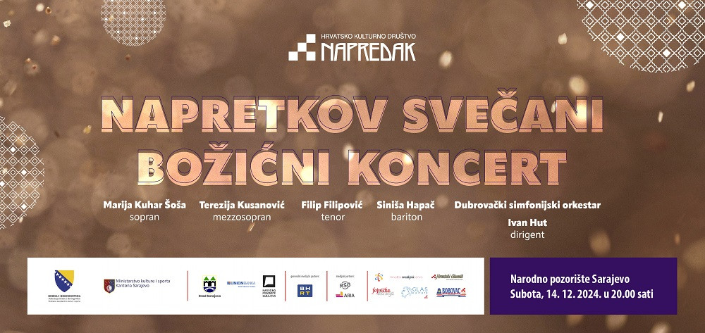 Sarajevo: Napretkov svečani božićni koncert 14. prosinca u Narodnom pozorištu