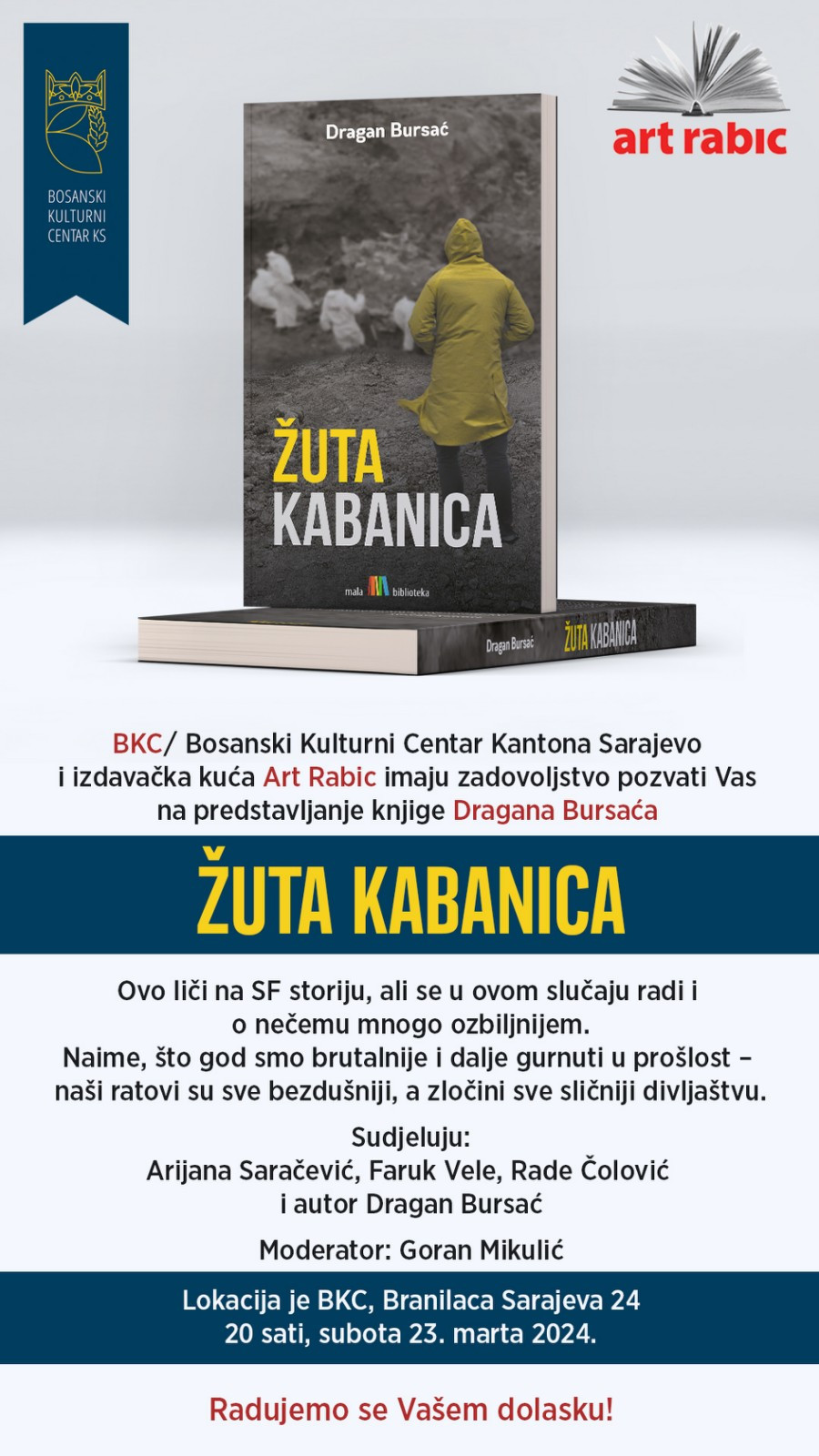 BKC KS: U subotu promocija knjige Dragana Bursaća "Žuta kabanica"