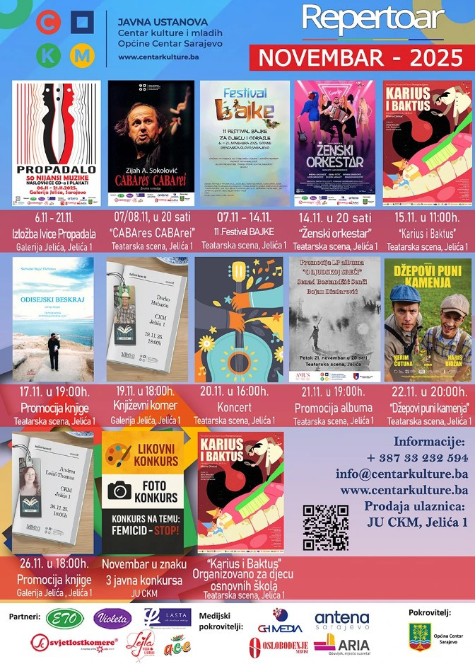 Sadržaji za sve generacije publike u novembarskom programu CKM Sarajevo