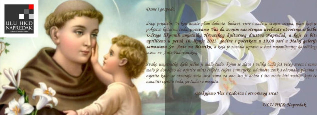 HKD 'Napredak' - Večeras u Sarajevu otvaranje izložbe u čast Sv. Ante Padovanskog
