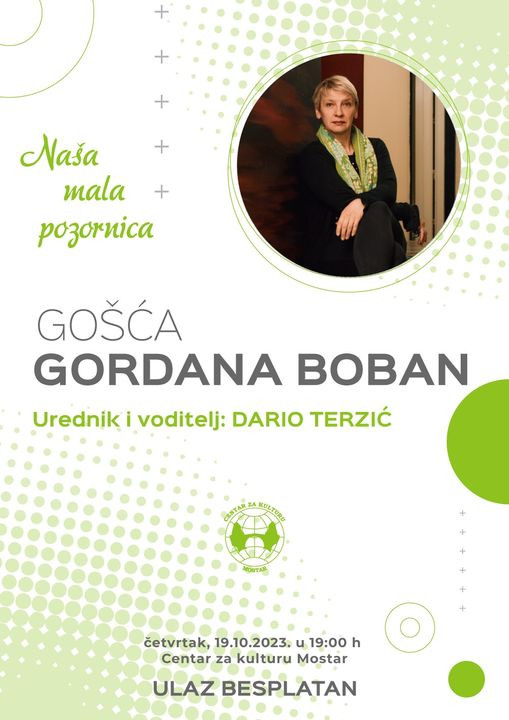Glumica Gordana Boban gošća programa "Naša mala pozornica"