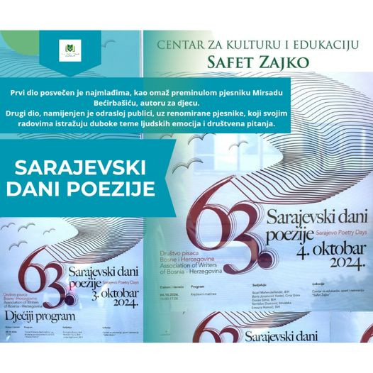 63. Sarajevski dani poezij: Sutra program "Književni matine"