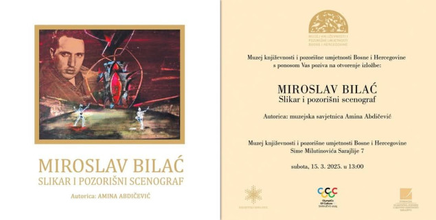 Muzej kniževnosti i pozorišne umjetnosti BiH: U subotu izložba "Miroslav Bilać – slikar i pozorišni scenograf"