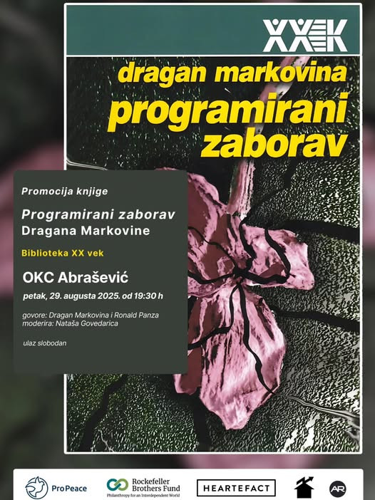OKC Abrašević: U susret promociji knjige Dragana Markovine „Programirani zaborav“