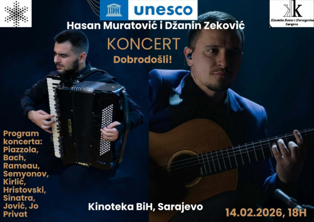 Koncert Džanina Zekovića i Hasana Muratovića 14. februara u Kinoteci BiH