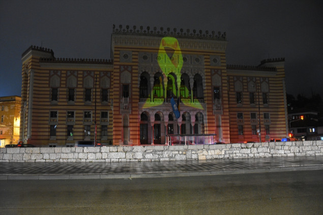 Sarajevska Vijećnica osvijetljena u znak solidarnosti sa djecom oboljelom od raka