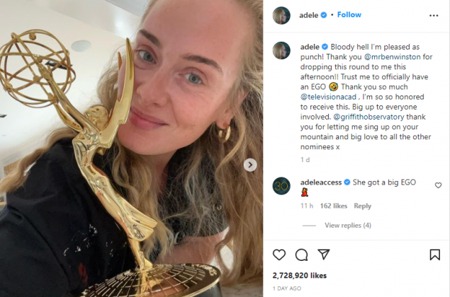 Adele o osvajanju Emmyja: Vjerujte mi da službeno imam EGO