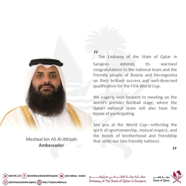 Čestitka Ambasade Države Katar Zmajevima: Radujemo se susretu na Svjetskom prvenstvu